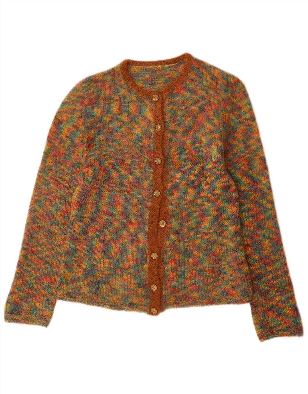 vintage Womens Cardigan Sweater UK 12 Moyen Multicolore Moucheté