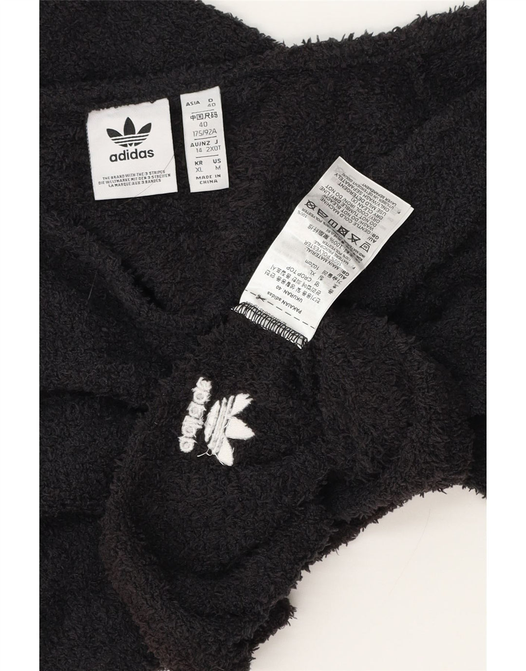 Adidas Haut court en polaire à épaules dénudées pour femme UK 12 Noir moyen Polyester