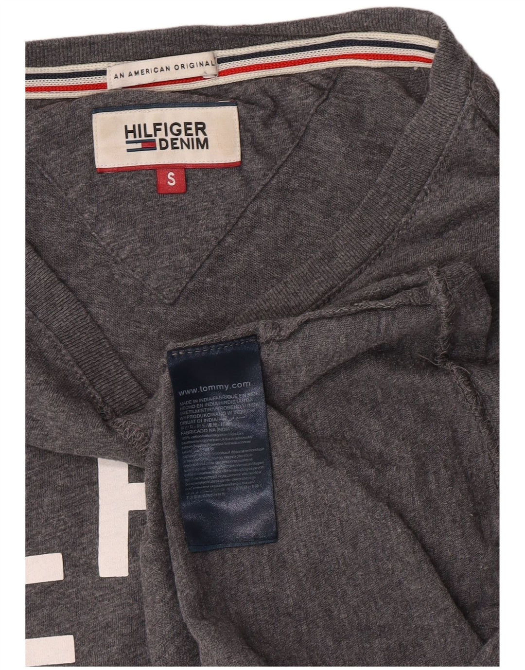 Tommy Hilfiger Haut graphique à manches longues pour homme Petit coton gris