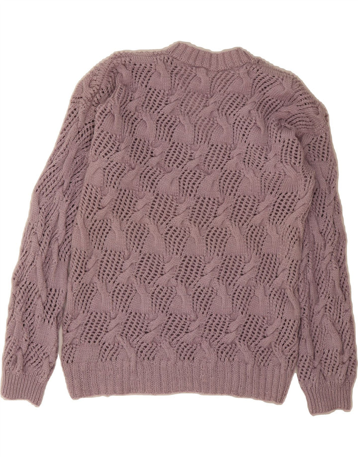 VINTAGE Womens V-Neck Jumper Sweater UK 14 Medium Purple Vintage Vintage and Second-Hand Vintage from Messina Hembry 