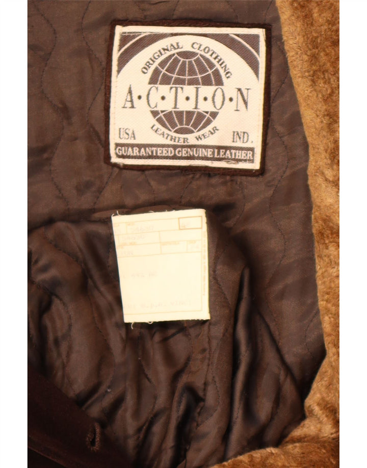pardessus en daim homme vintage IT 52 XL cuir marron