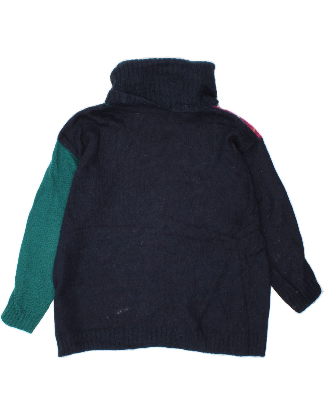 BENETTON Pull col roulé pour femme UK 14 Bleu marine moyen