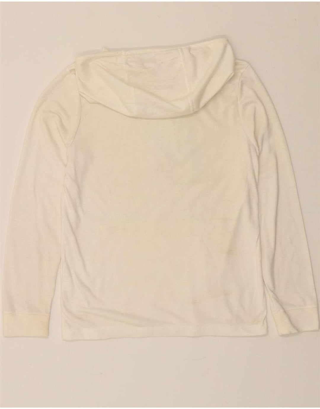 NIKE Womens Graphic Hoodie Jumper UK 14 Large Off White Polyester Vintage Nike and Second-Hand Nike from Messina Hembry 