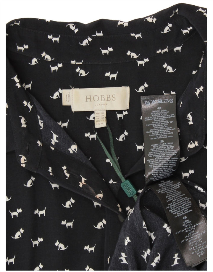 Hobbs Robe trapèze pour femme UK 10 Petit bleu marine imprimé animal en viscose