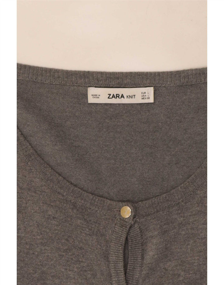 Zara Cardigan Femme Pull UK 14 Large Gris
