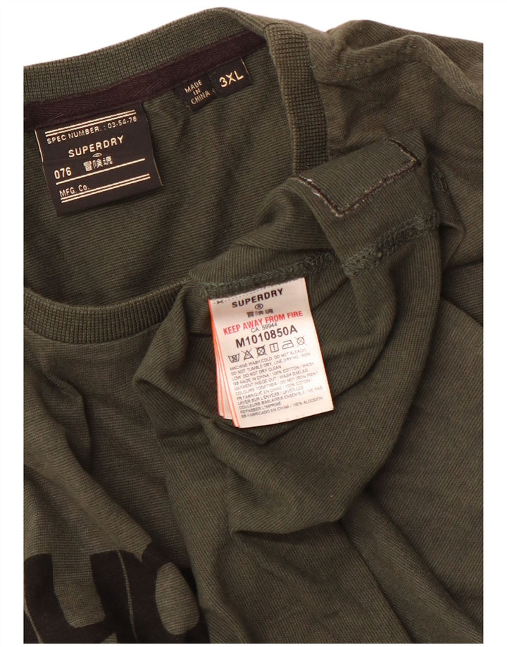 Superdry T-Shirt Graphique Homme Top 3XL Kaki Coton