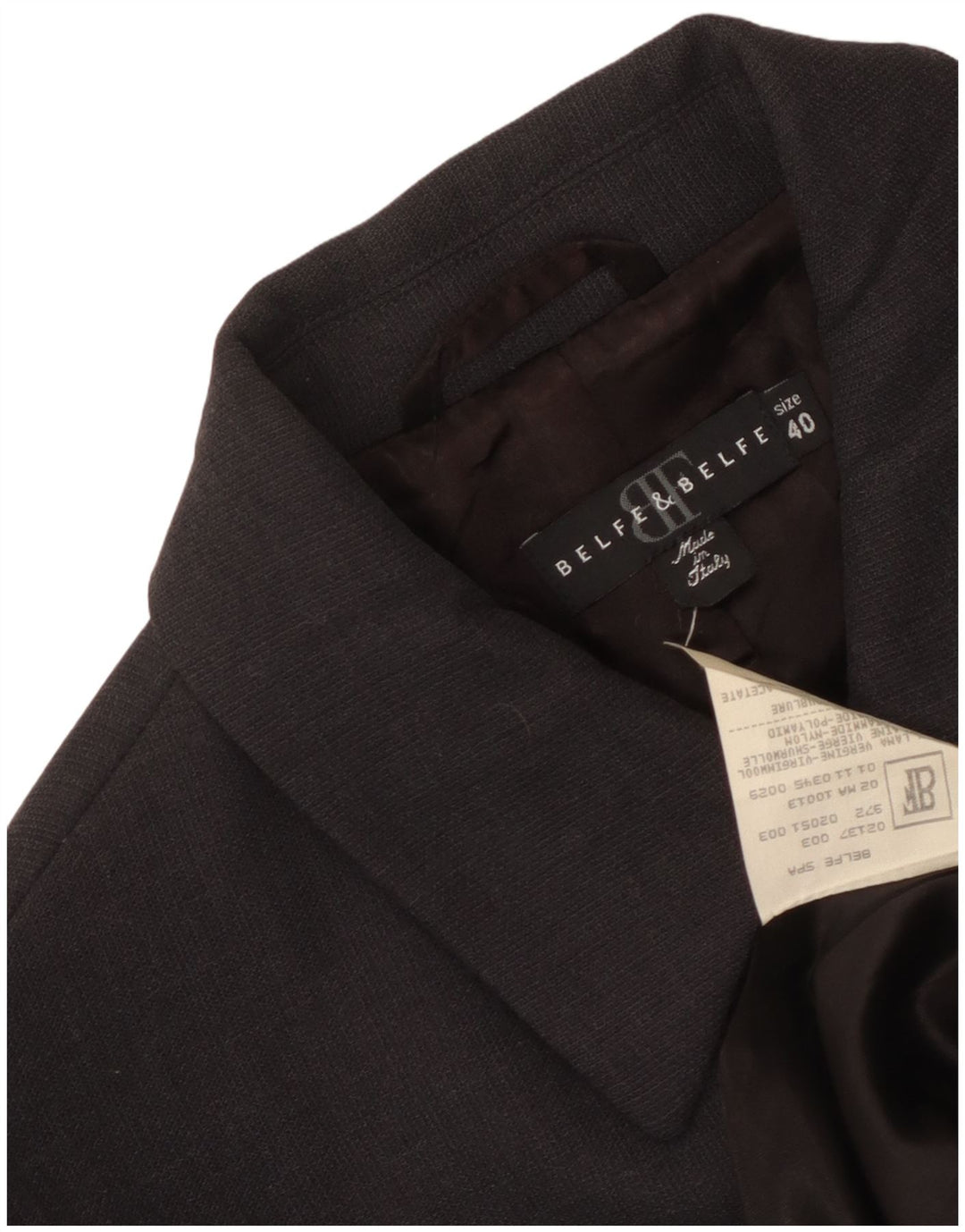 Belfe & Belfe Veste Blazer 4 Boutons Femme IT 40 Petite Laine Vierge Noire