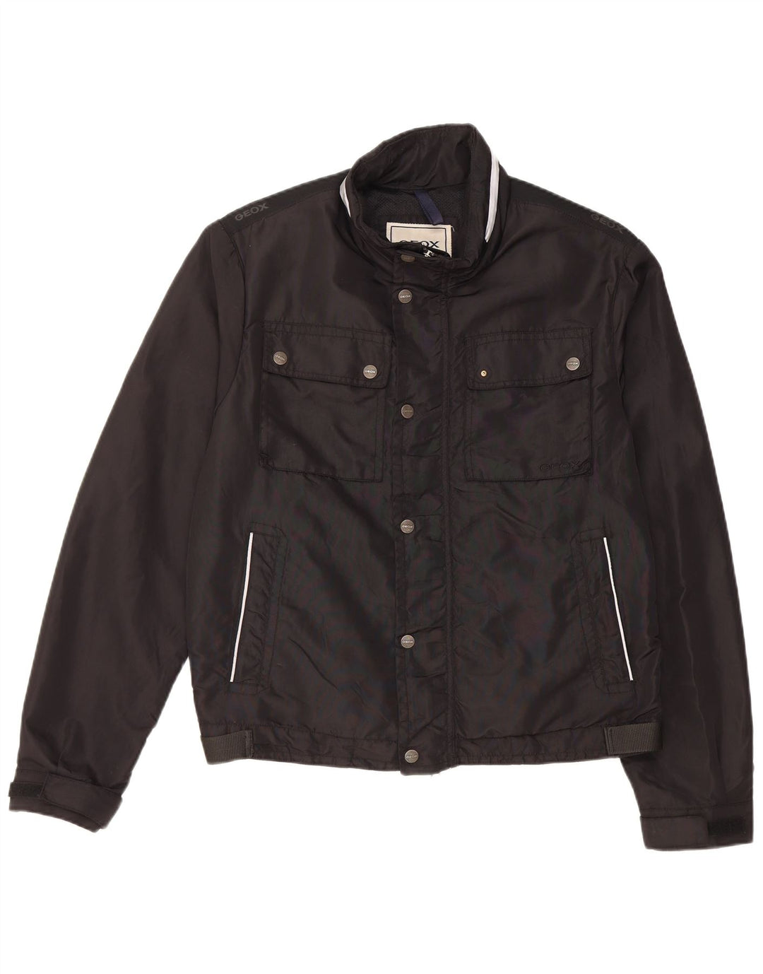 Geox Veste utilitaire à capuche pour homme UK 40 Large Noir Polyamide