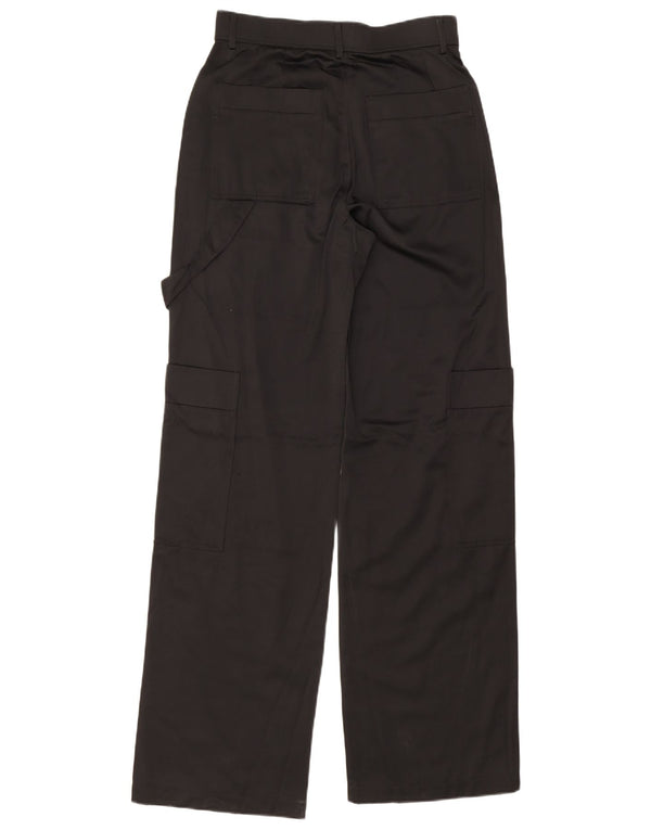 Zara Pantalon cargo taille haute pour femme, jambe large, petit W26 L33, viscose noire