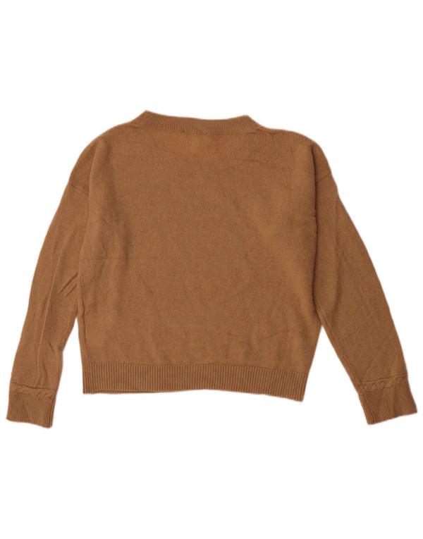 Tommy Hilfiger Pull court surdimensionné à col bateau pour femme UK 6 XS Beige