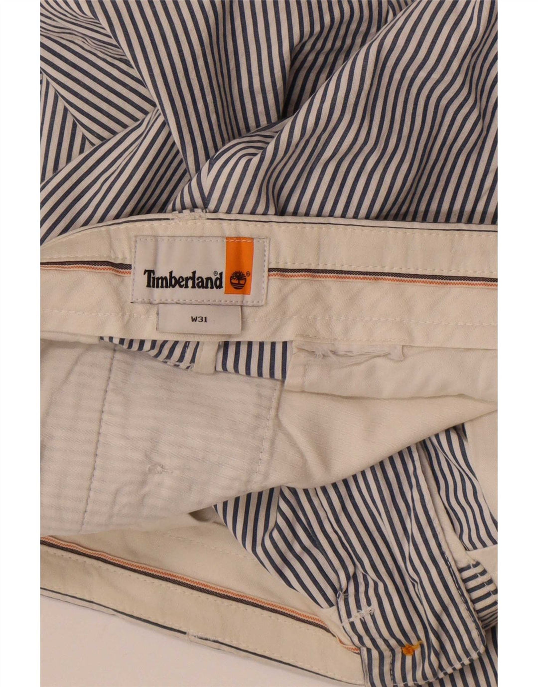 Timberland Short Chino Homme W31 Bleu Moyen Rayure Fine