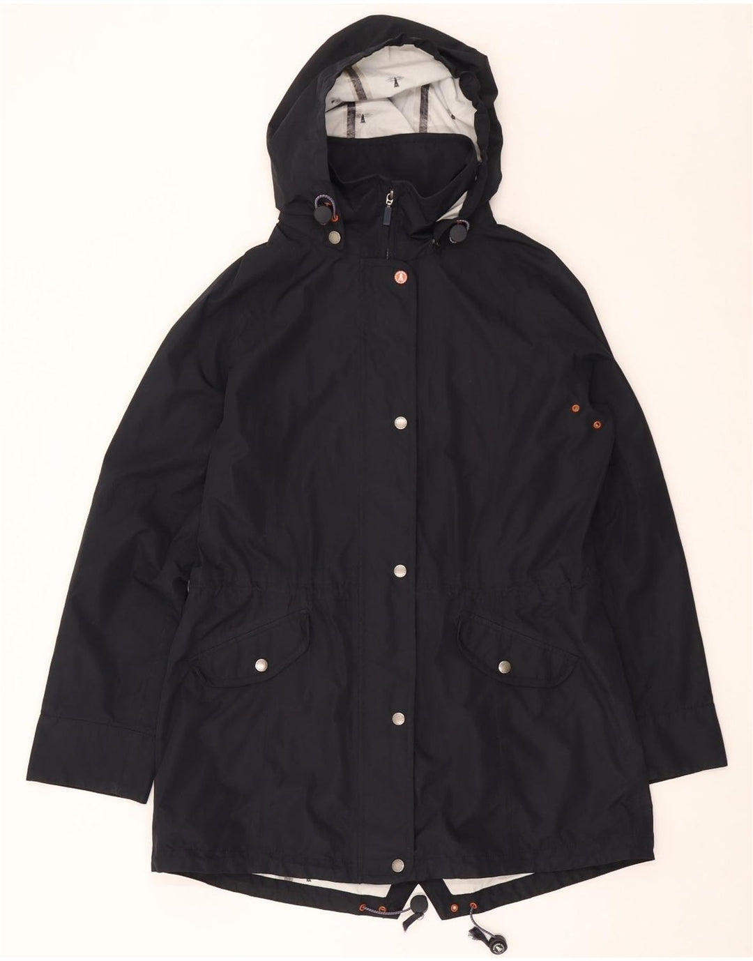 Barbour Veste Parka À Capuche Femme UK 14 Large Bleu Marine Polyester
