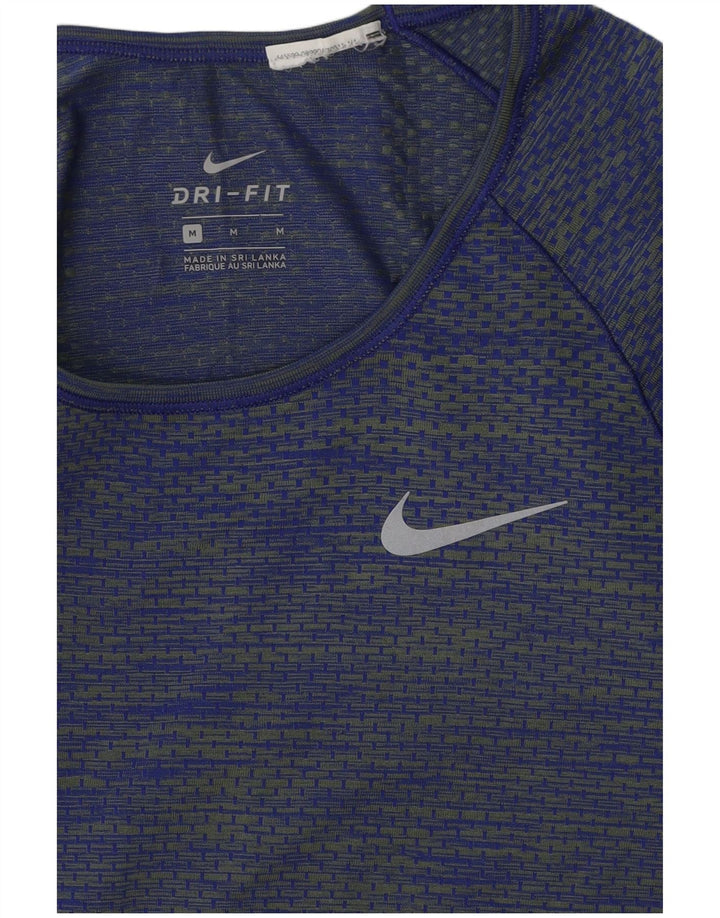 Nike Haut Dri Fit à manches longues pour femme UK 12 Bleu moyen rayé