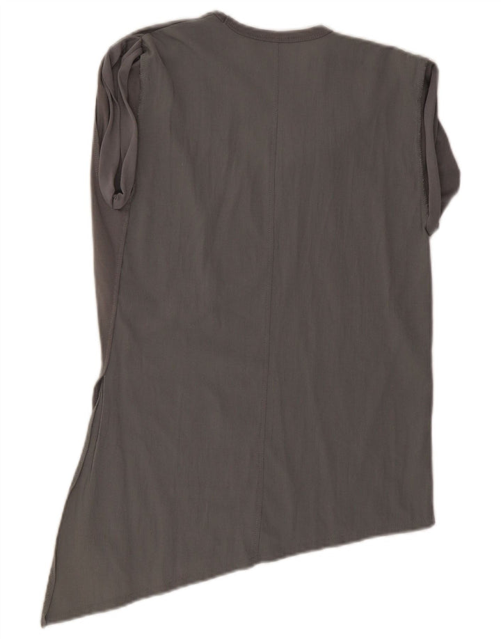 Zara Femme Chemisier Asymétrique Top UK 10 Small Gris Viscose