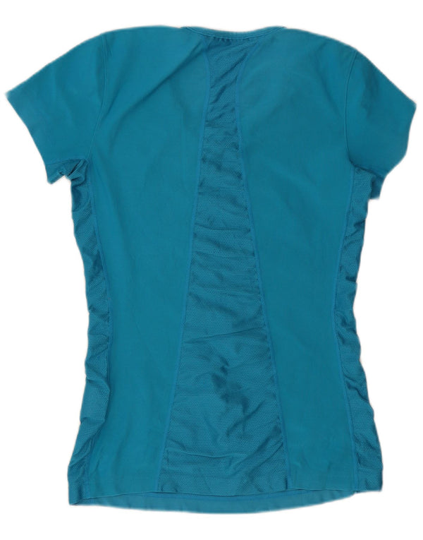 Nike Womens Dri Fit T-Shirt Top UK 10 Petit Bleu Polyester