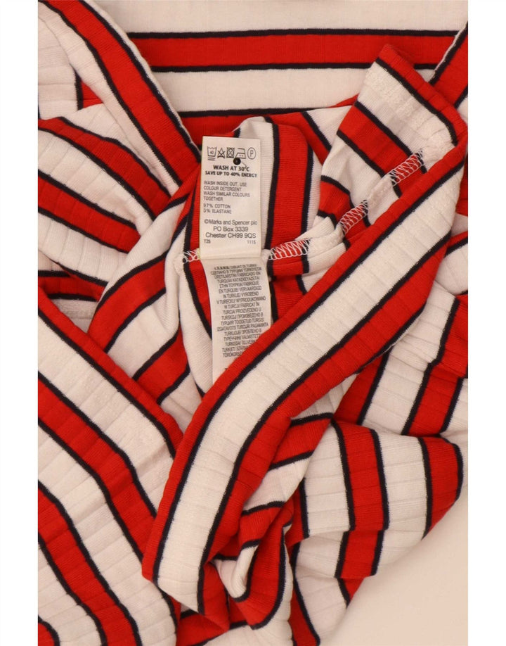 Marks & Spencer Haut à épaules dénudées pour femme Manches 3/4 UK 12 Rayé rouge moyen