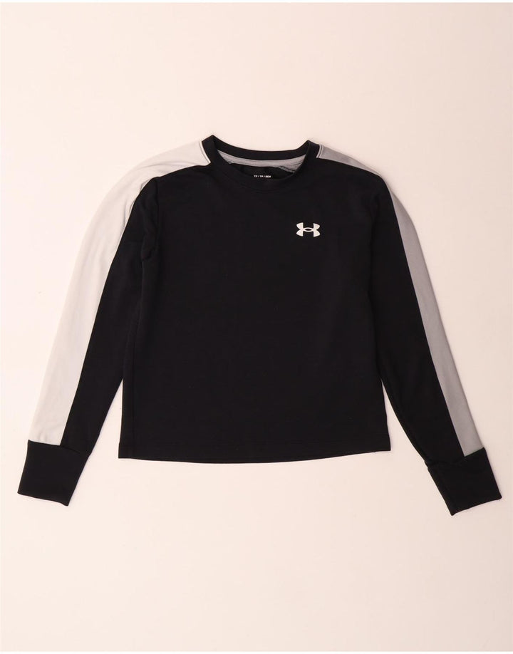 UNDER ARMOUR Haut ample à manches longues pour femme UK 6 XS Noir Colourblock