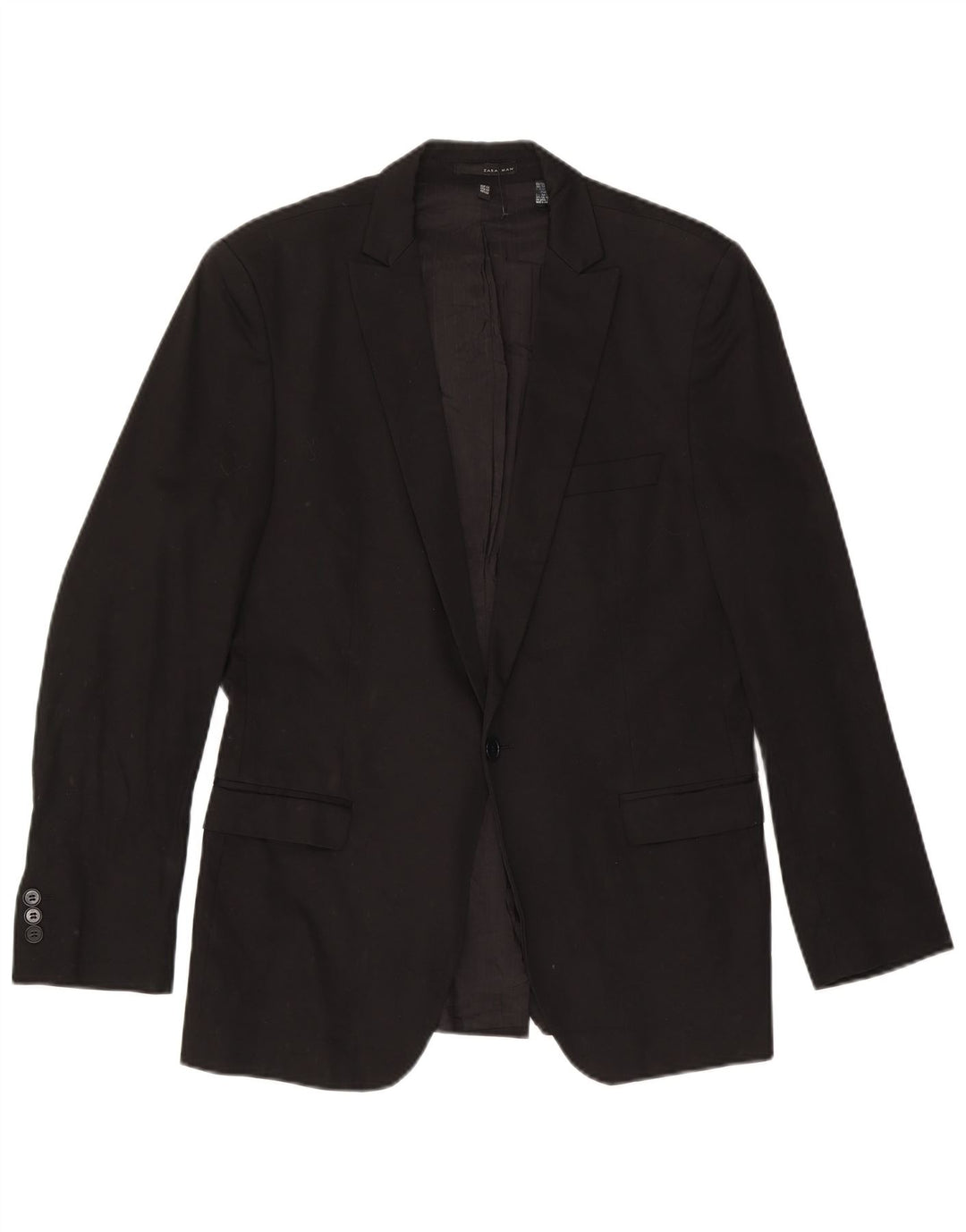 Zara Veste Blazer 1 Bouton Homme EU 50 Coton Noir Moyen