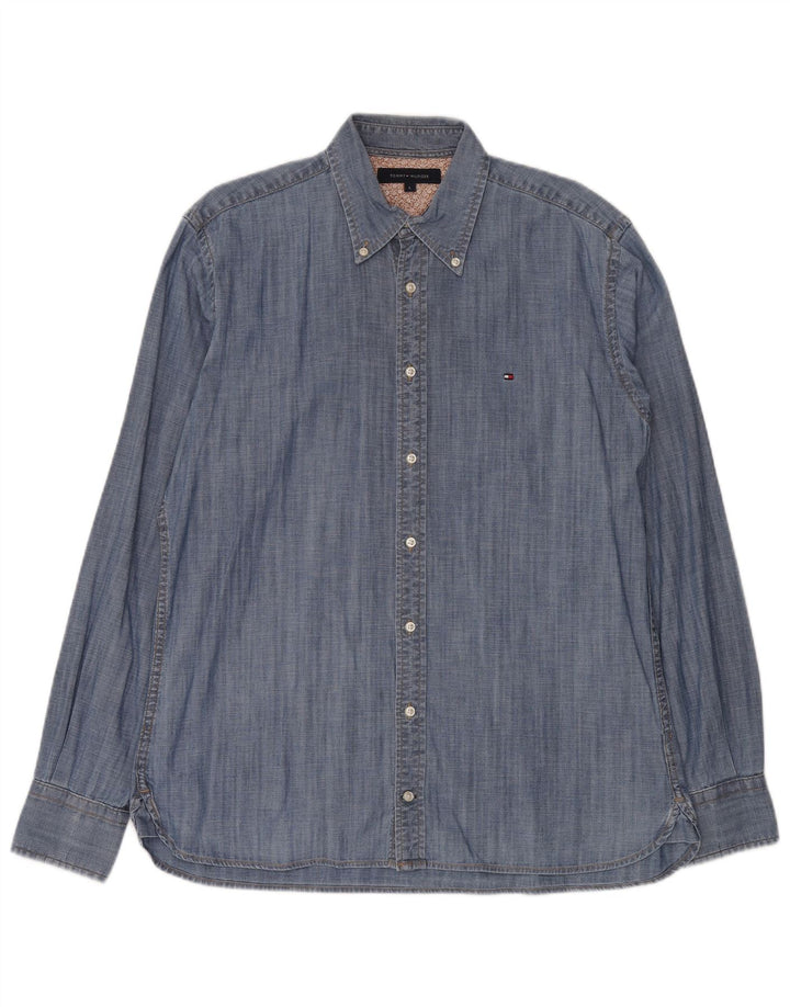 Tommy Hilfiger Chemise en jean pour homme Large Bleu Coton