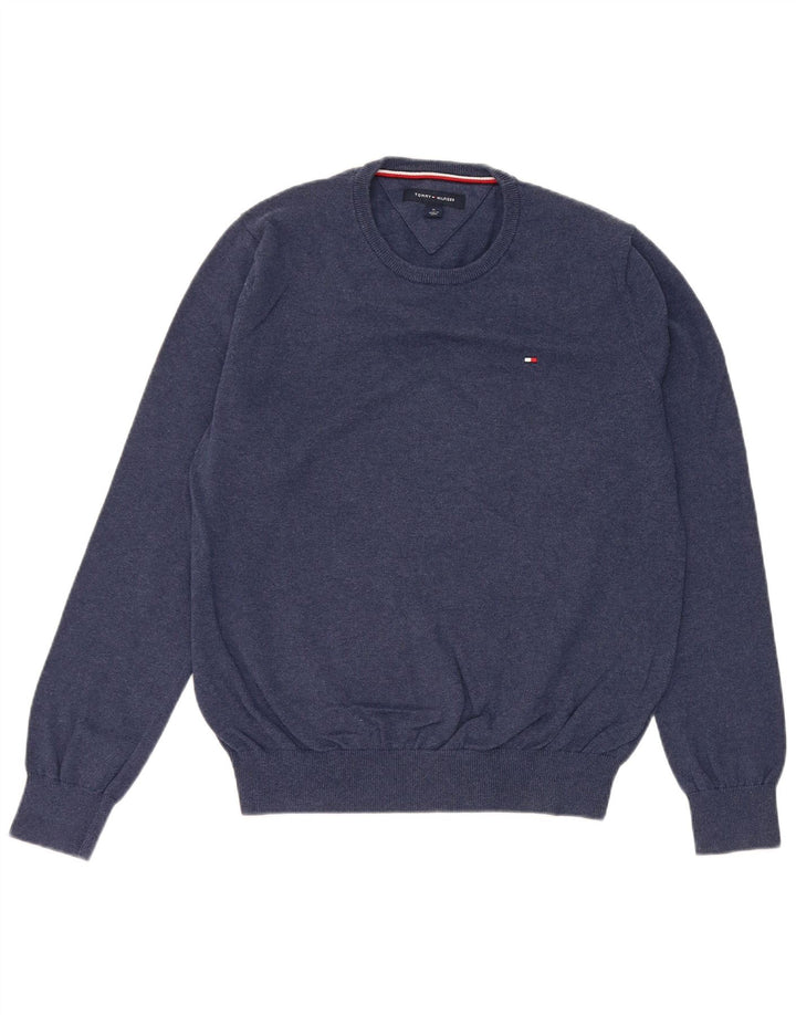 Tommy Hilfiger Pull à col rond pour homme en coton bleu marine moyen