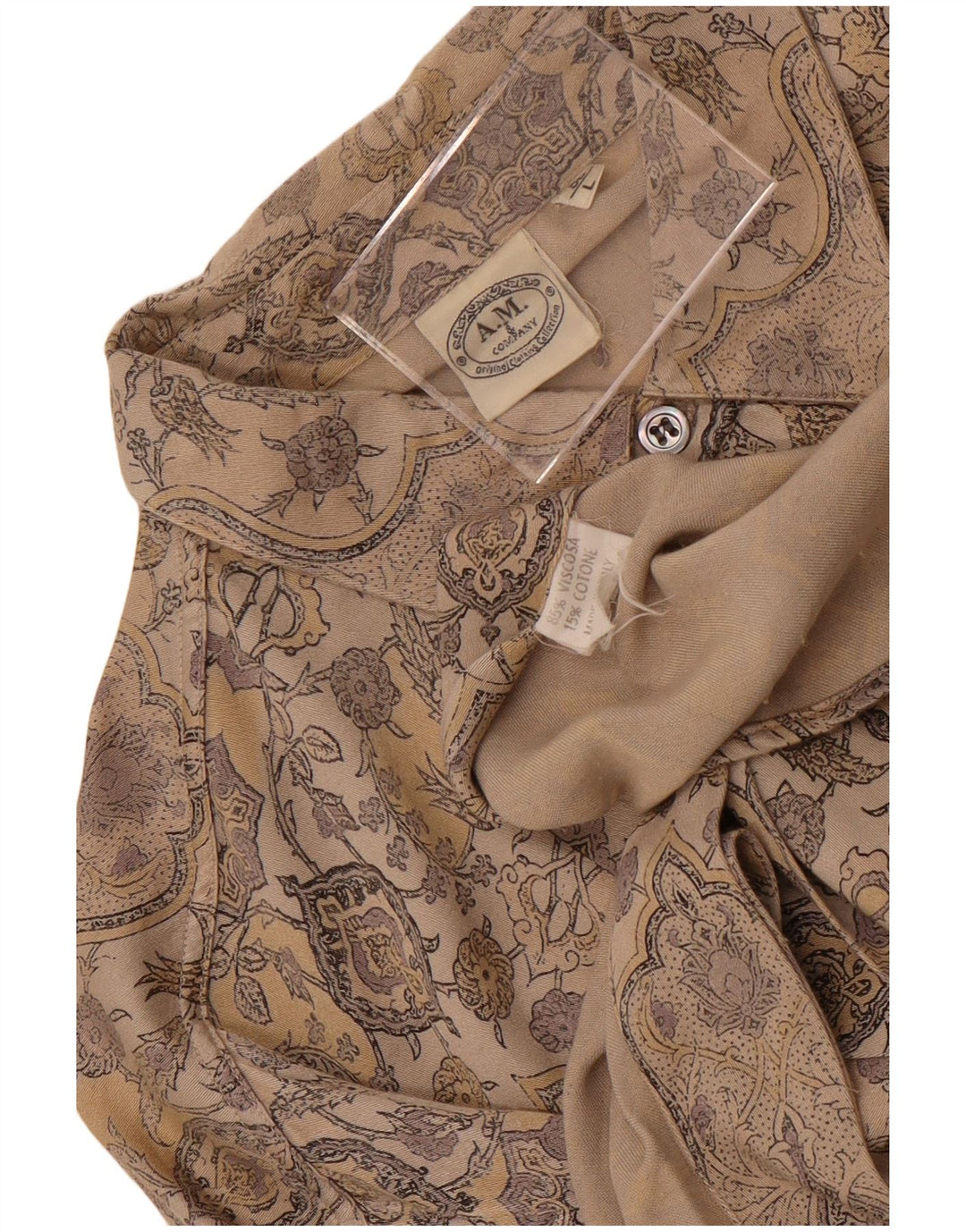 SUIS. & Company Chemise Homme Large Marron Paisley Viscose