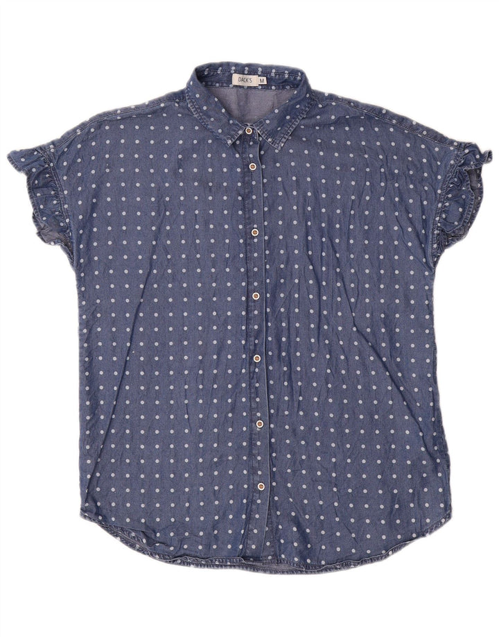 Dack's Chemisier à manches courtes pour femme UK 44, bleu marine moyen à pois