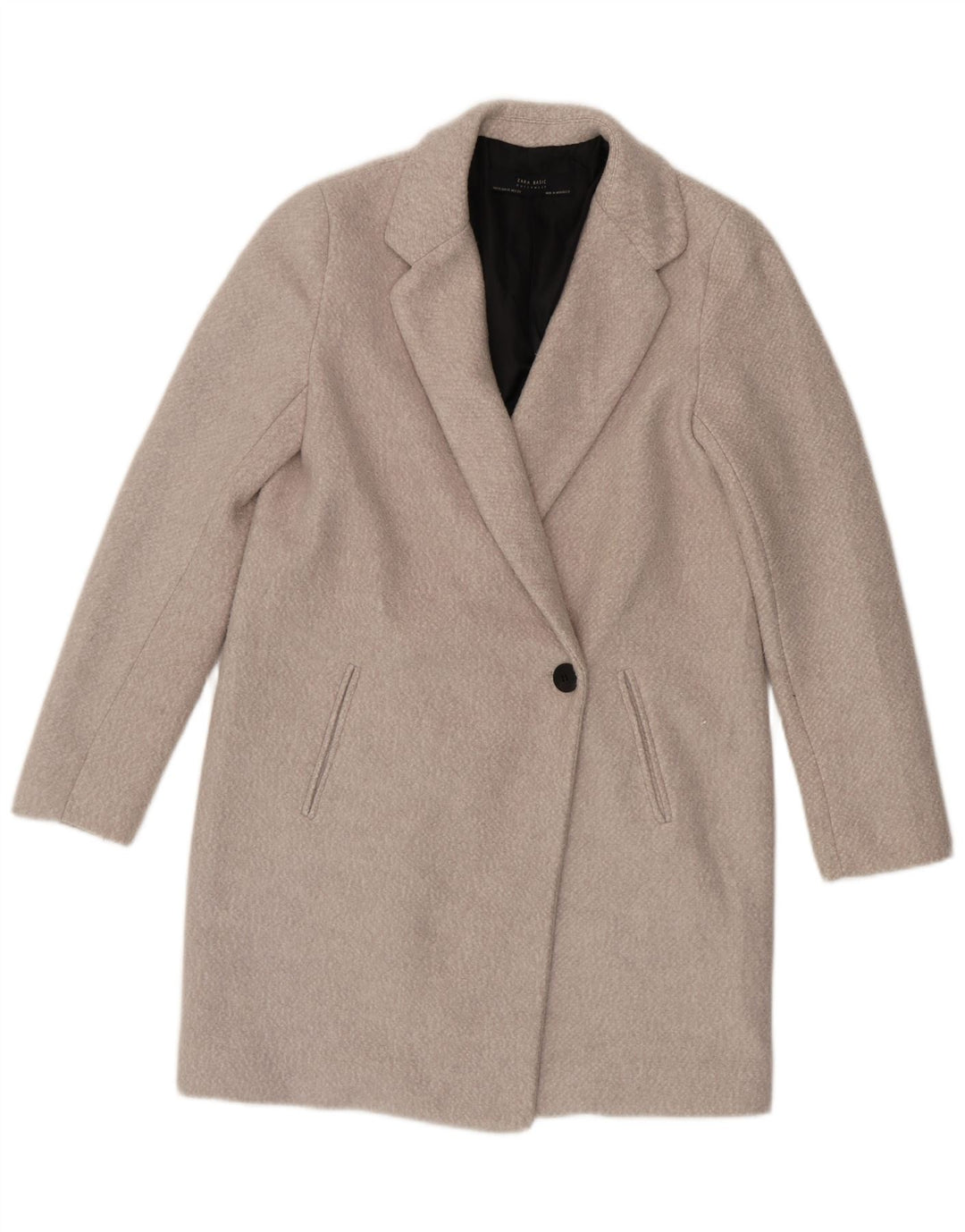 ZARA Femme Manteau Oversize UK 6 XS Gris Coton