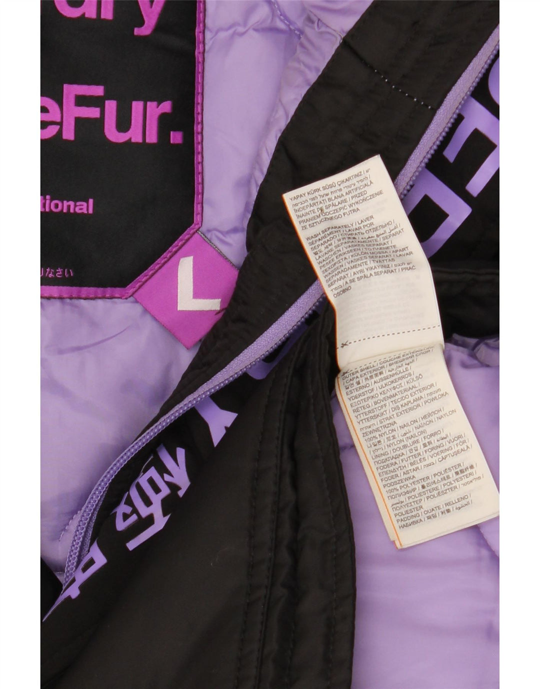 Superdry Veste Parka à Capuche Femme UK 16 Large Noir Nylon Hiver