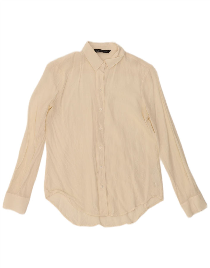 Chemise Femme Zara UK 12 Medium Off White Soie