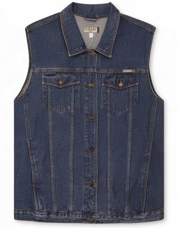 Vintage Womens Denim Gilet UK 24 4XL Bleu Coton