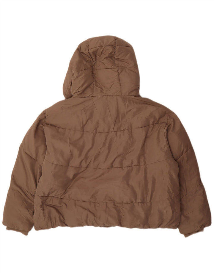 Zara Veste matelassée à capuche surdimensionnée pour femme UK 20 2XL Beige Polyester