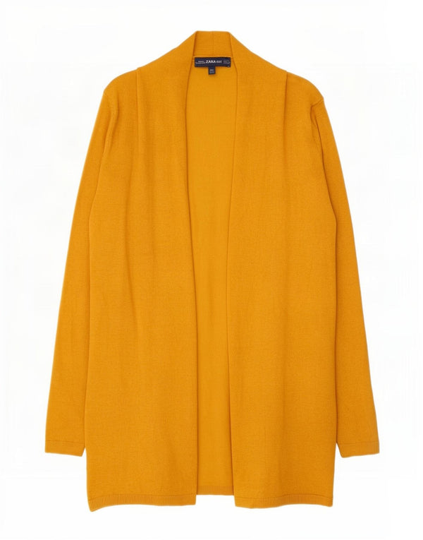 Zara Femme Cardigan Ouvert Pull UK 10 Petite Viscose Jaune