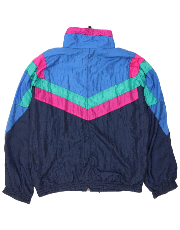 MC Kee's Veste de Survêtement Rétro Coupe Ample Homme Bleu Moyen Colourblock