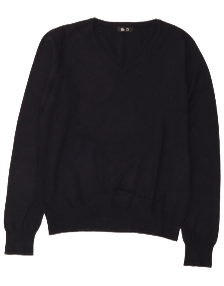 Gaudi Femme Pull Col V UK 14 Medium Bleu Marine Viscose