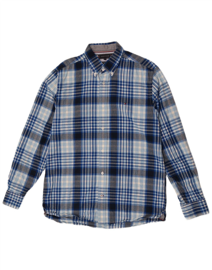 Tommy Hilfiger Chemise coupe classique pour homme en coton à carreaux bleu grand