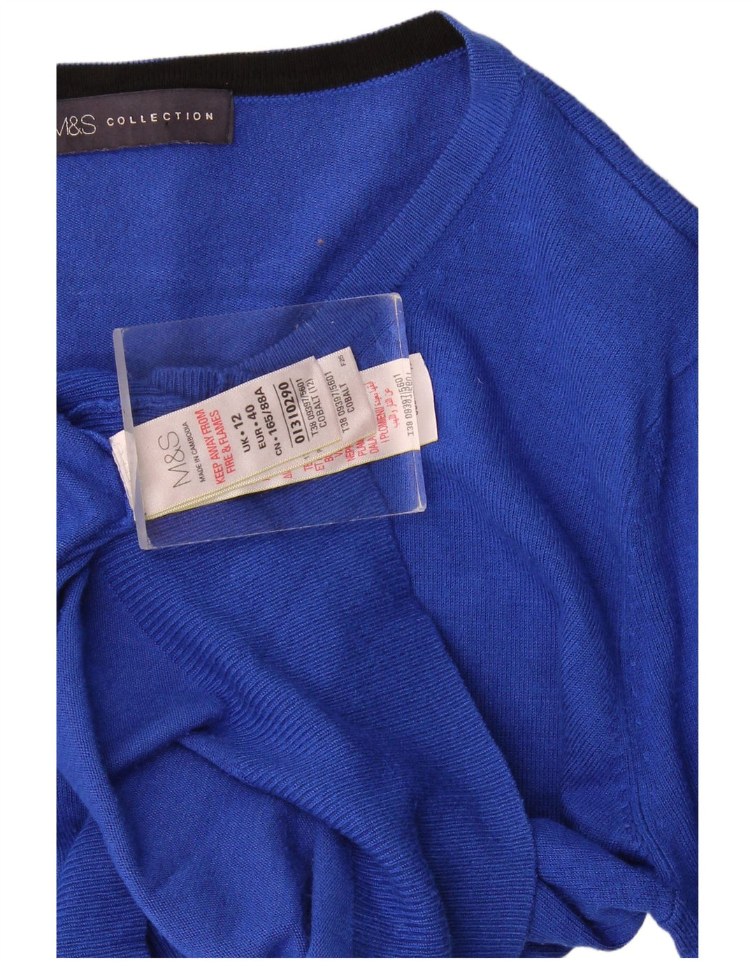 Marks & Spencer Pull Cardigan Femme UK 12 Bleu Moyen Viscose