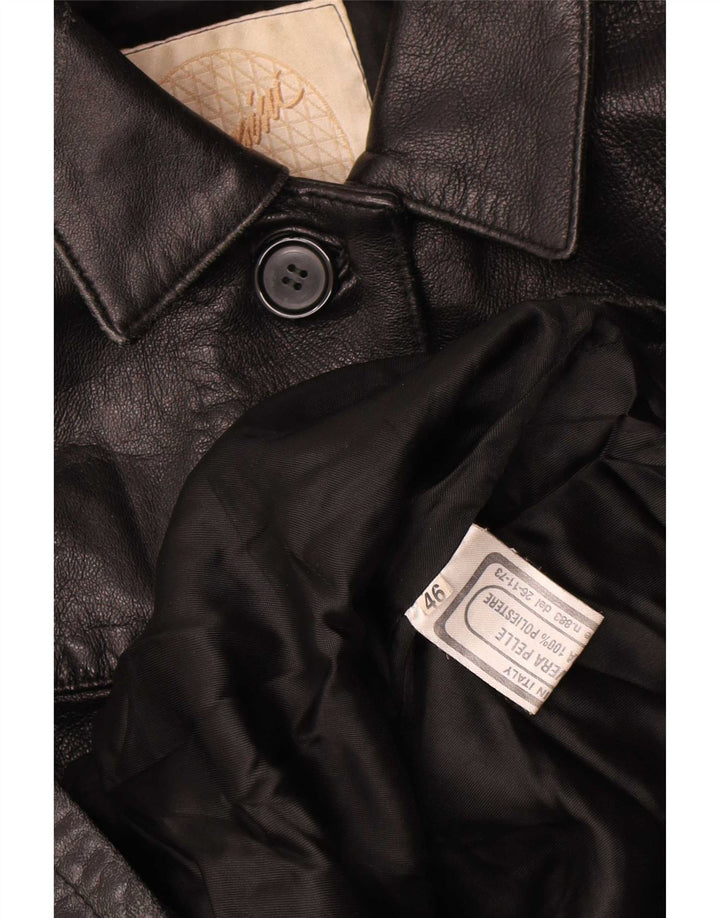 veste en cuir femme vintage IT 46 Grand Noir