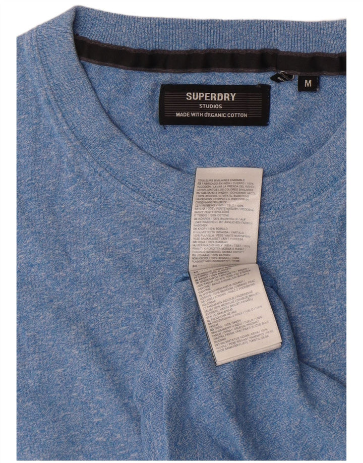 Superdry Homme T-Shirt Top Bleu Moyen Flecked Cotton