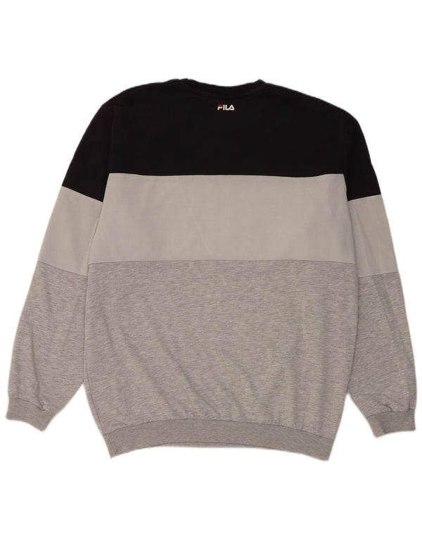 Fila Homme Graphic Sweatshirt Jumper Large Multicolore Colourblock Coton