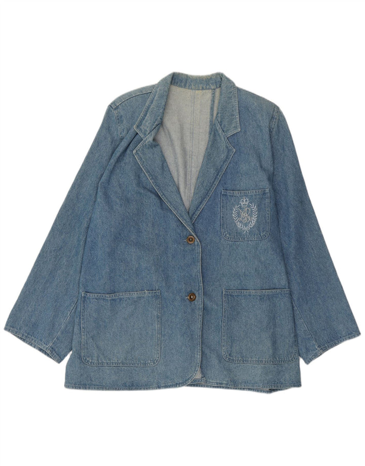 vintage Femmes 2 Bouton Denim Blazer Veste UK 18 XL Bleu