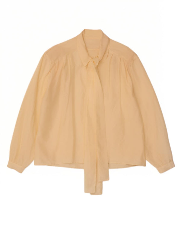 vintage Femme Front Tie Shirt Blouse UK 18 XL Beige