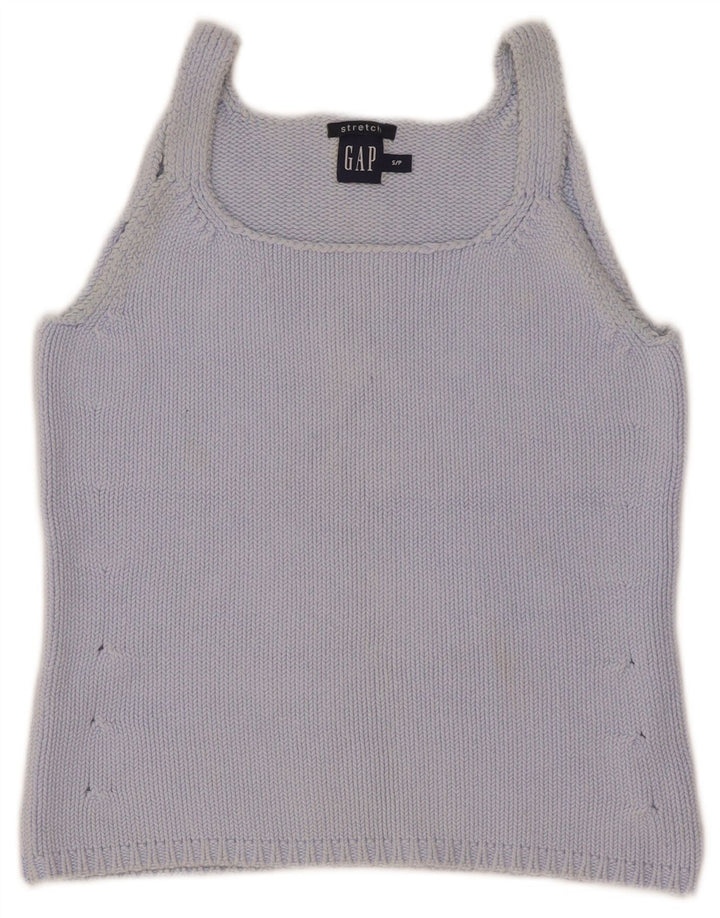Gap Femmes Crop Knit Cami Top UK 8 Petit Bleu Coton