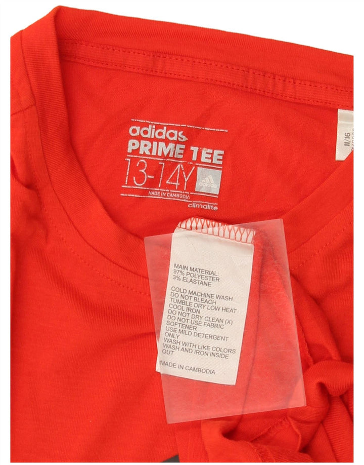 Adidas Garçon Climalite Graphic T-Shirt Top 13-14 ans Rouge Polyester