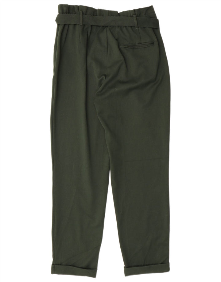 ZARA Pantalon décontracté Pegged Femme Moyen W28 L27 Vert Polyester