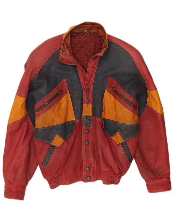 Toskana Veste en cuir pour homme UK 38 Cuir color block rouge moyen