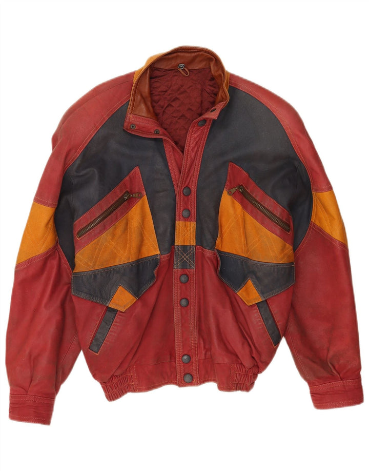 Toskana Veste en cuir pour homme UK 38 Cuir color block rouge moyen