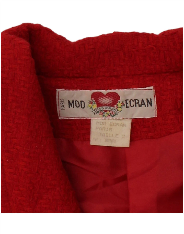 VINTAGE Womens 3 Button Blazer Jacket UK 14 Medium Red