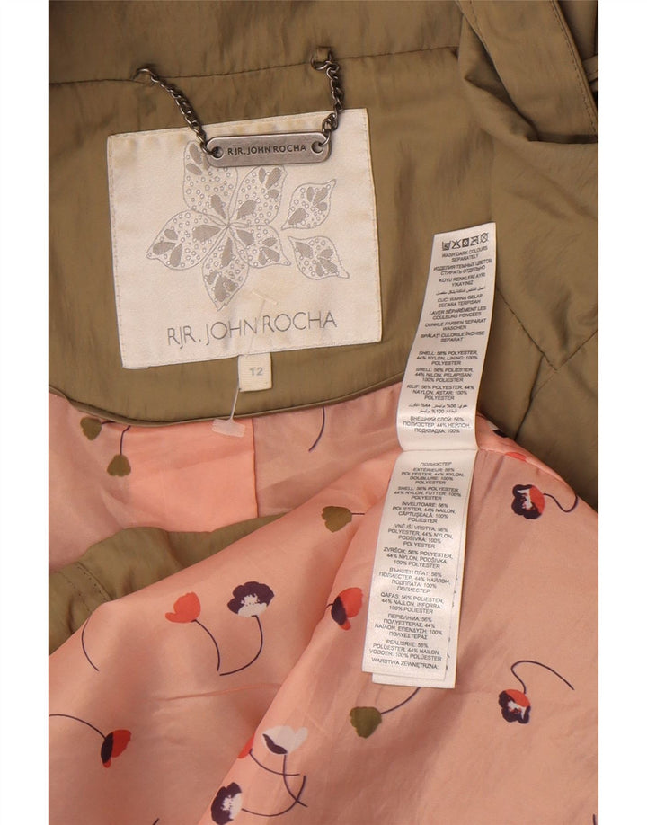 John Rocha Veste Parka à capuche pour femme UK 12 Kaki moyen Polyester