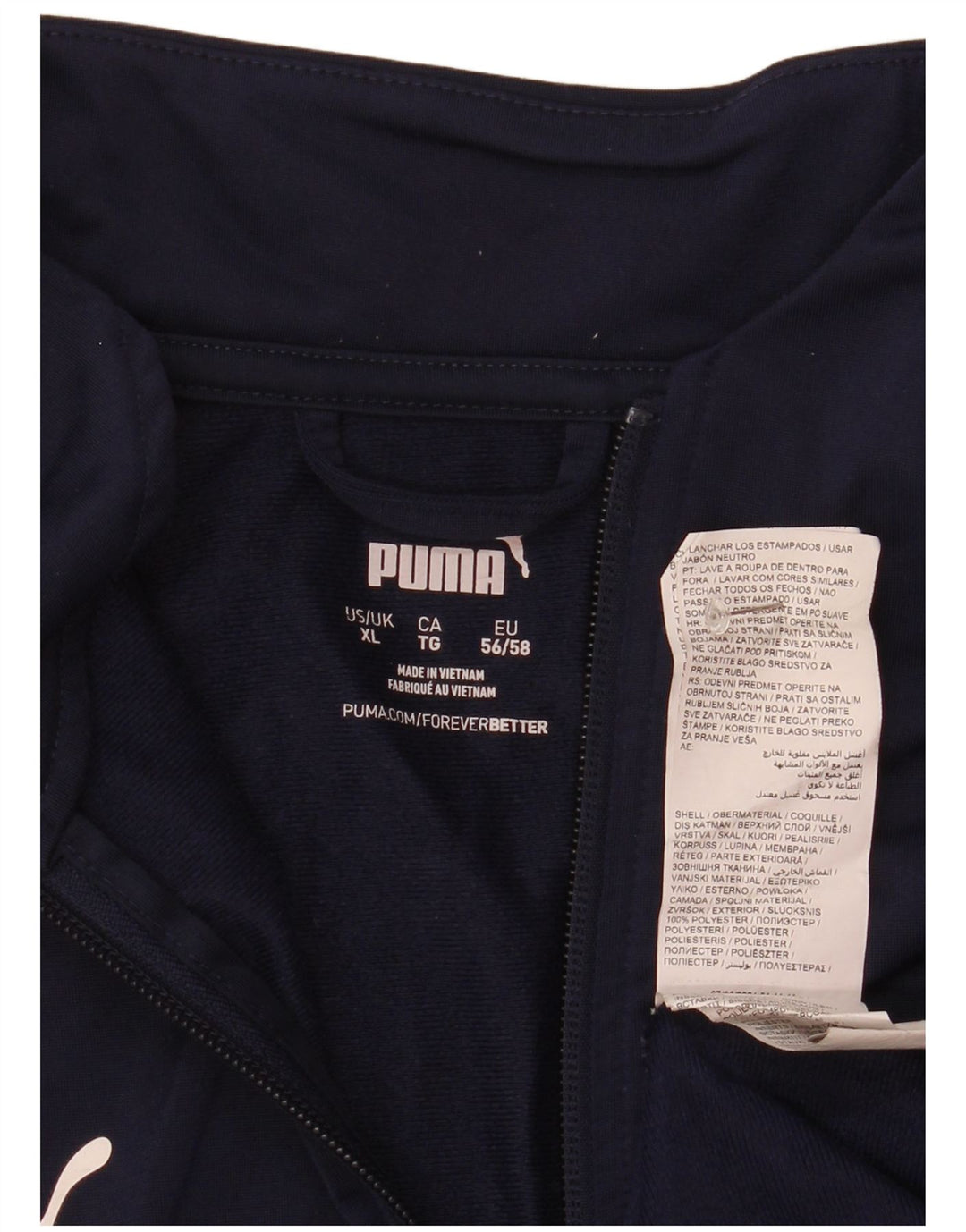 Puma Haut de survêtement à col zippé pour homme XL Bleu marine Polyester