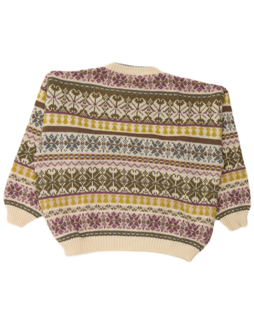 VINTAGE Pull col rond pour homme XL multicolore Fair Isle